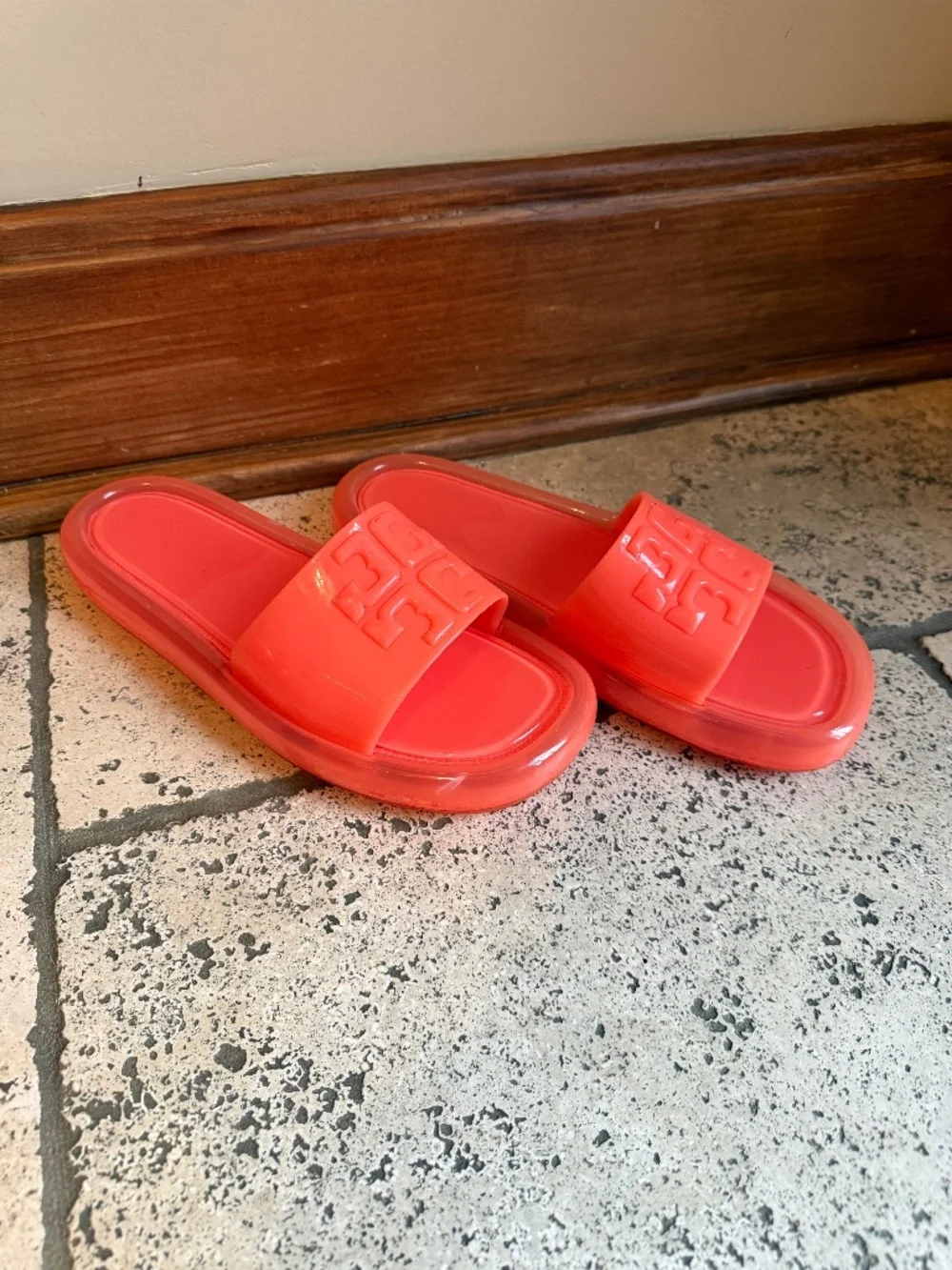 Tory Burch Coral Jelly Slide Sandals